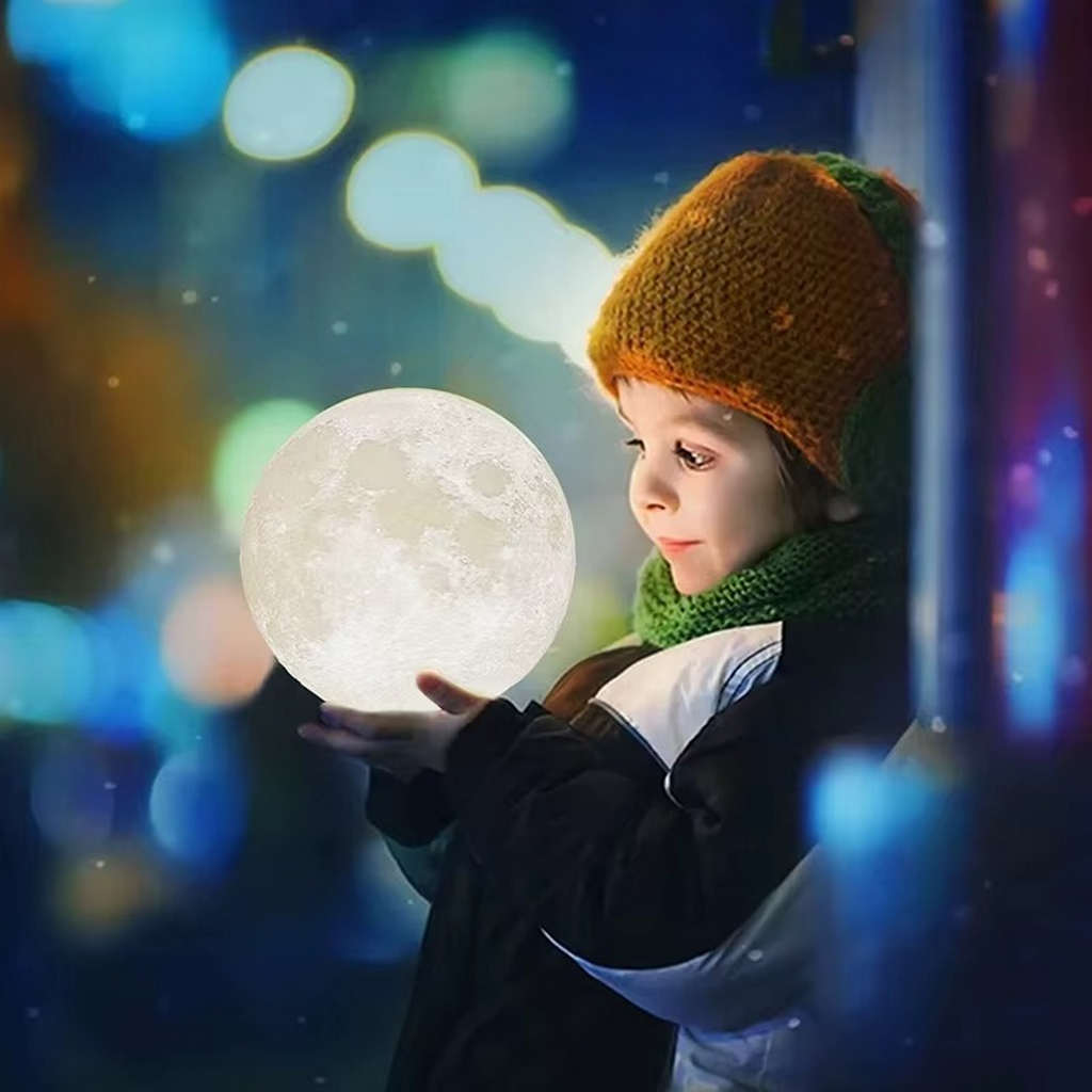 The Auralith Levitating 3-Colour Moon Lamp With Wooden Base