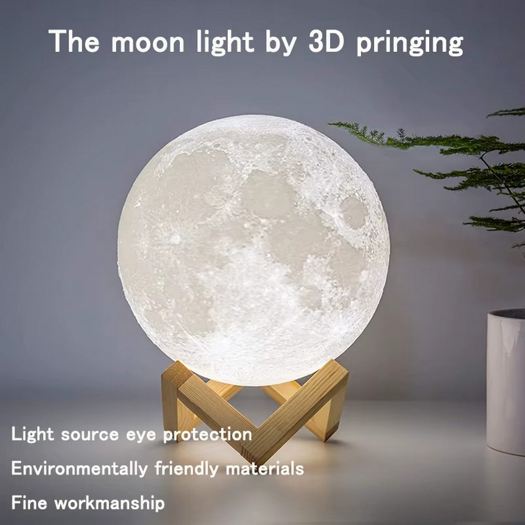 The Auralith Levitating 3-Colour Moon Lamp With Wooden Base