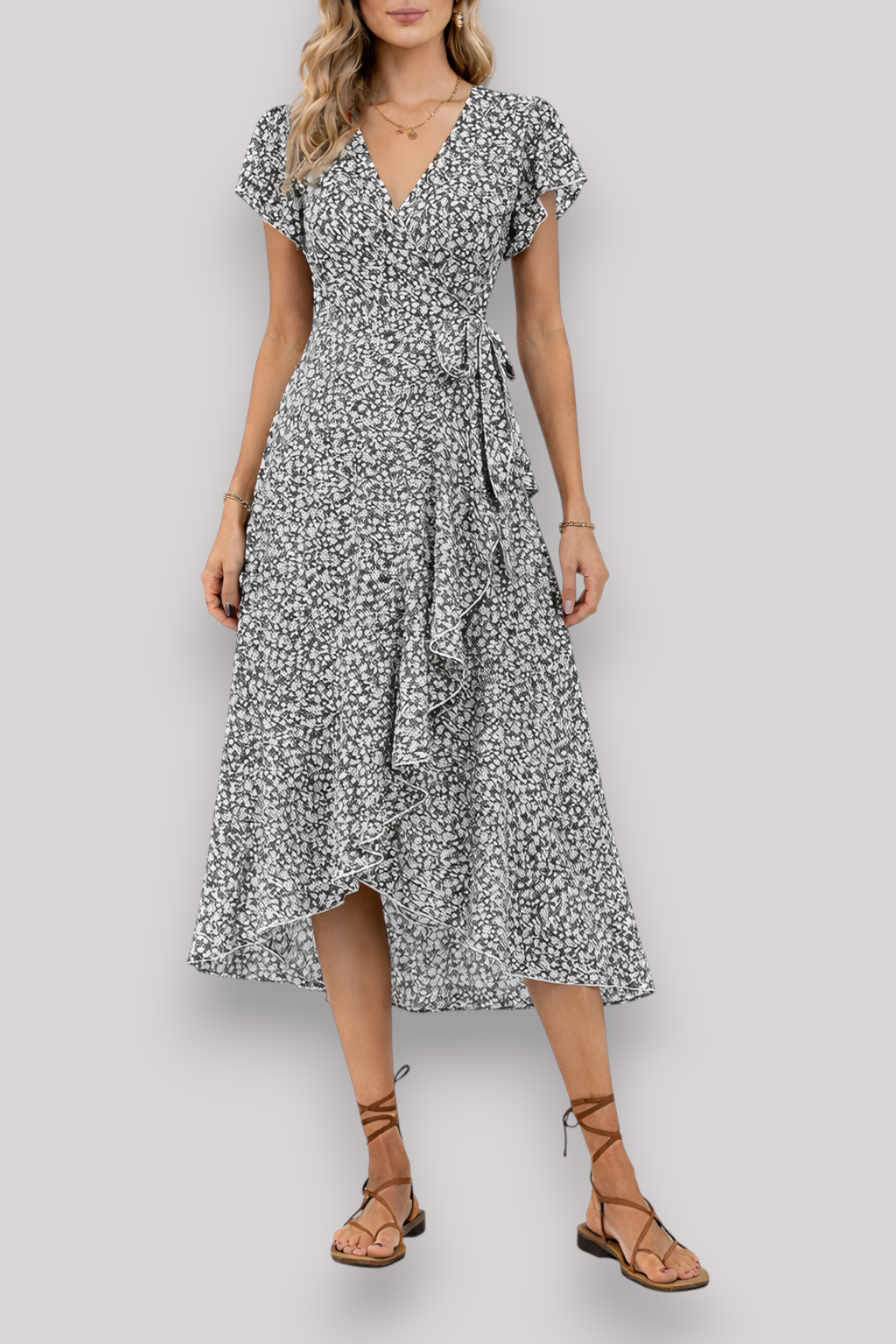 The Aurette Women's Ruffle Midi Dress