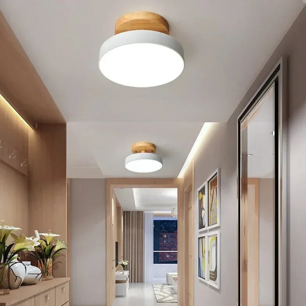 The Avenlo Nordic Wooden Round Ceiling Light