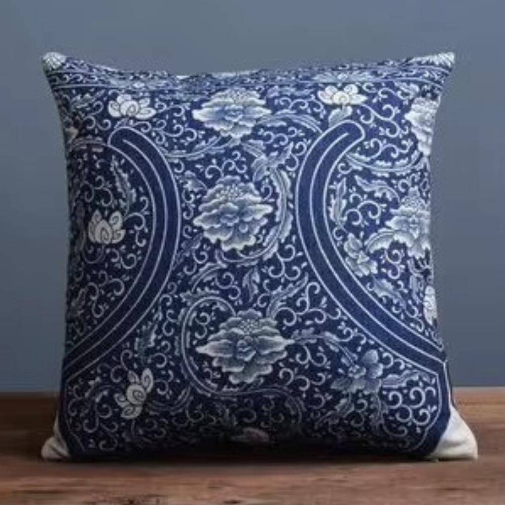 The AzureBloom Floral Cushion Cover