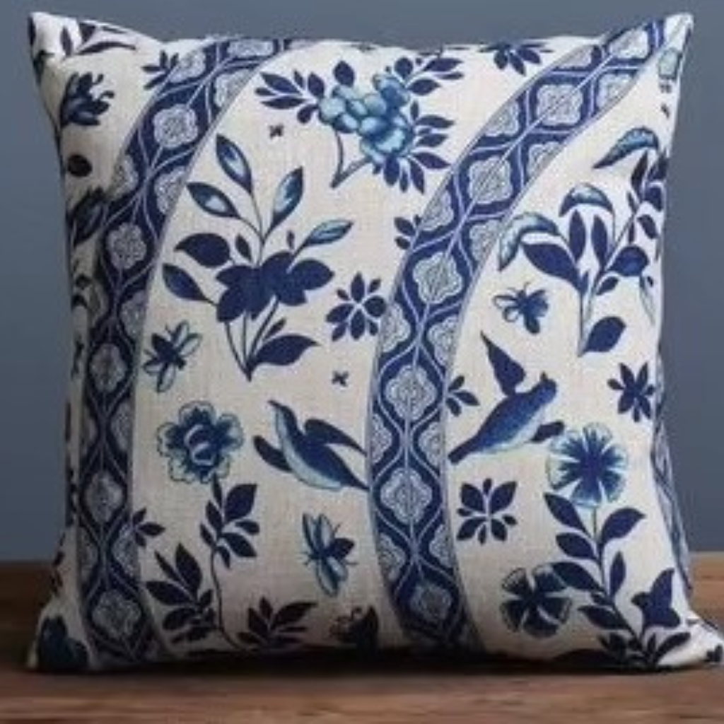 The AzureBloom Floral Cushion Cover