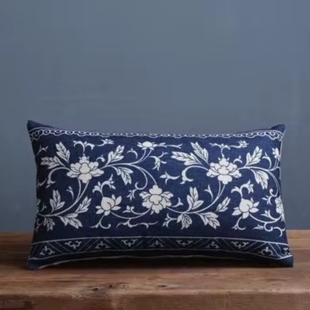 The AzureBloom Floral Cushion Cover