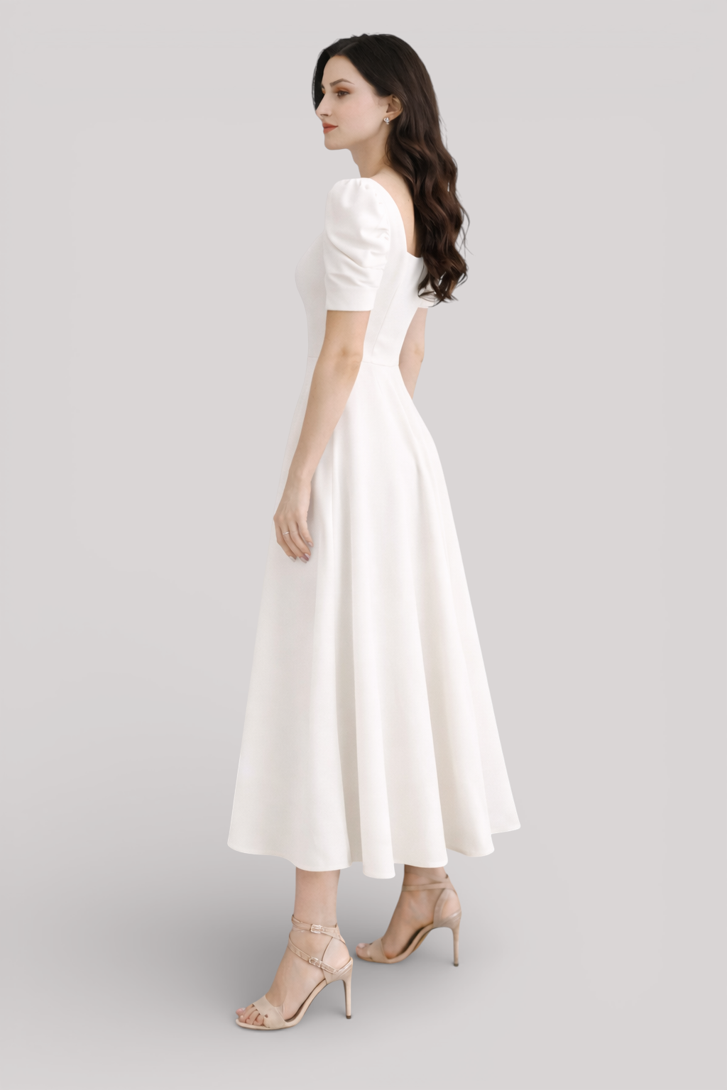 The Beatrice Puff Sleeve Square Neck Maxi Dress Slim Fit Summer Casual Style