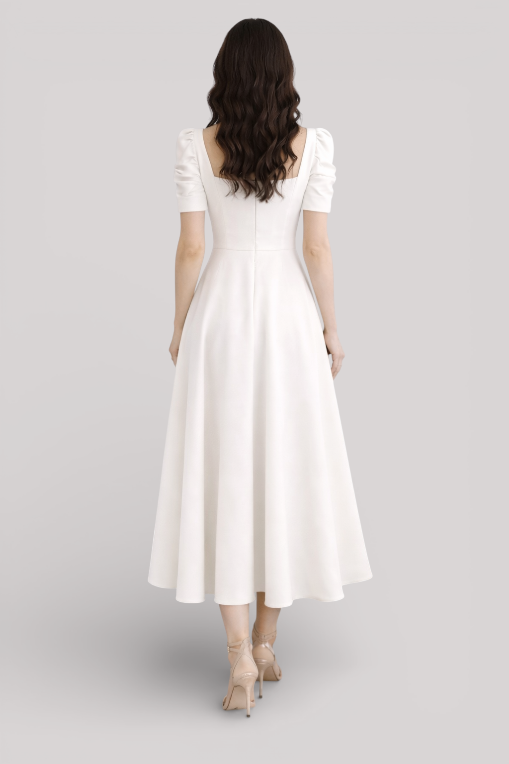 The Beatrice Puff Sleeve Square Neck Maxi Dress Slim Fit Summer Casual Style