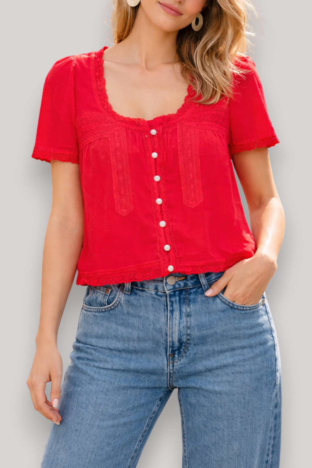 The Beatrix Lace Blouse French Knot Summer Top