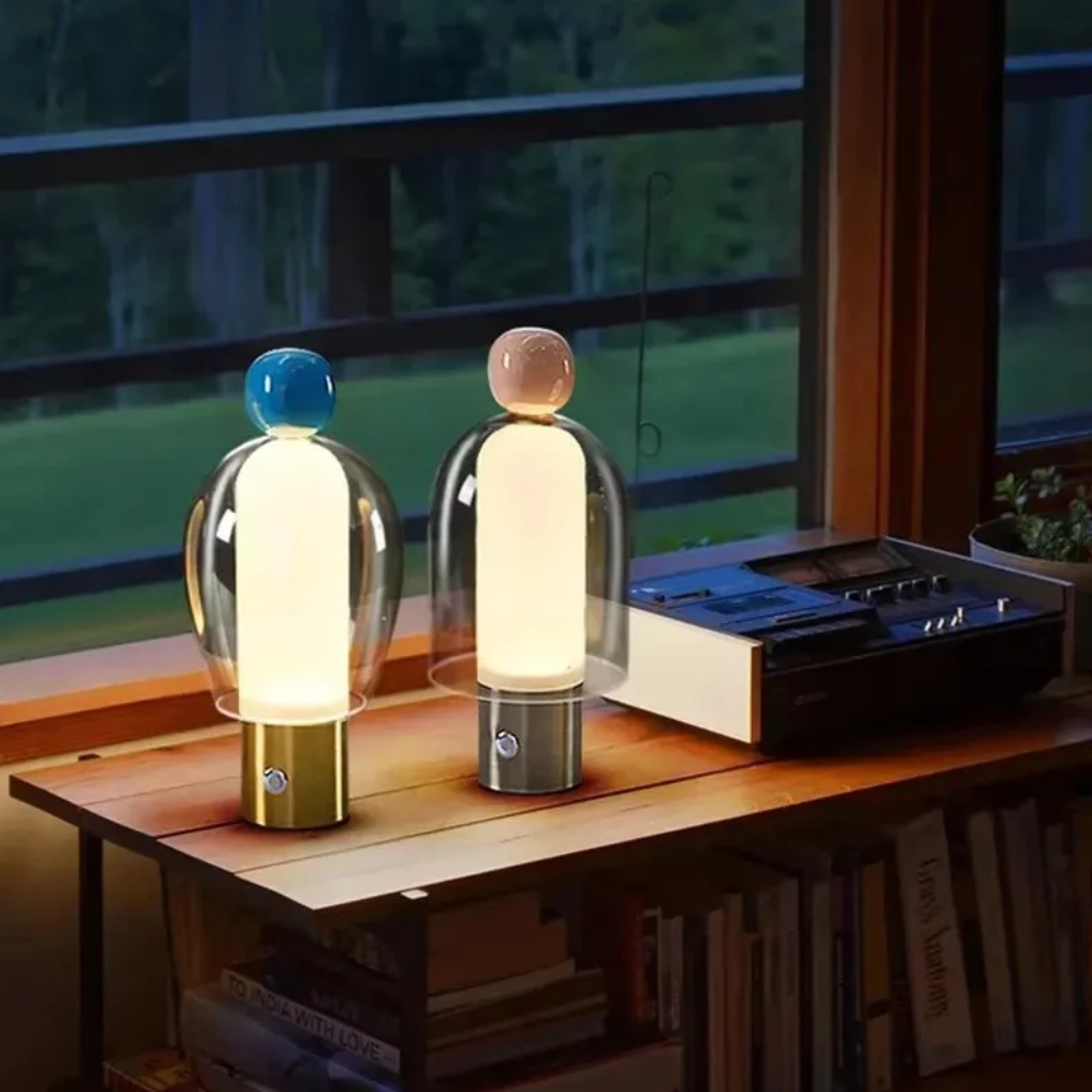 The Bellune Nordic Glass Mushroom LED Table Lamp