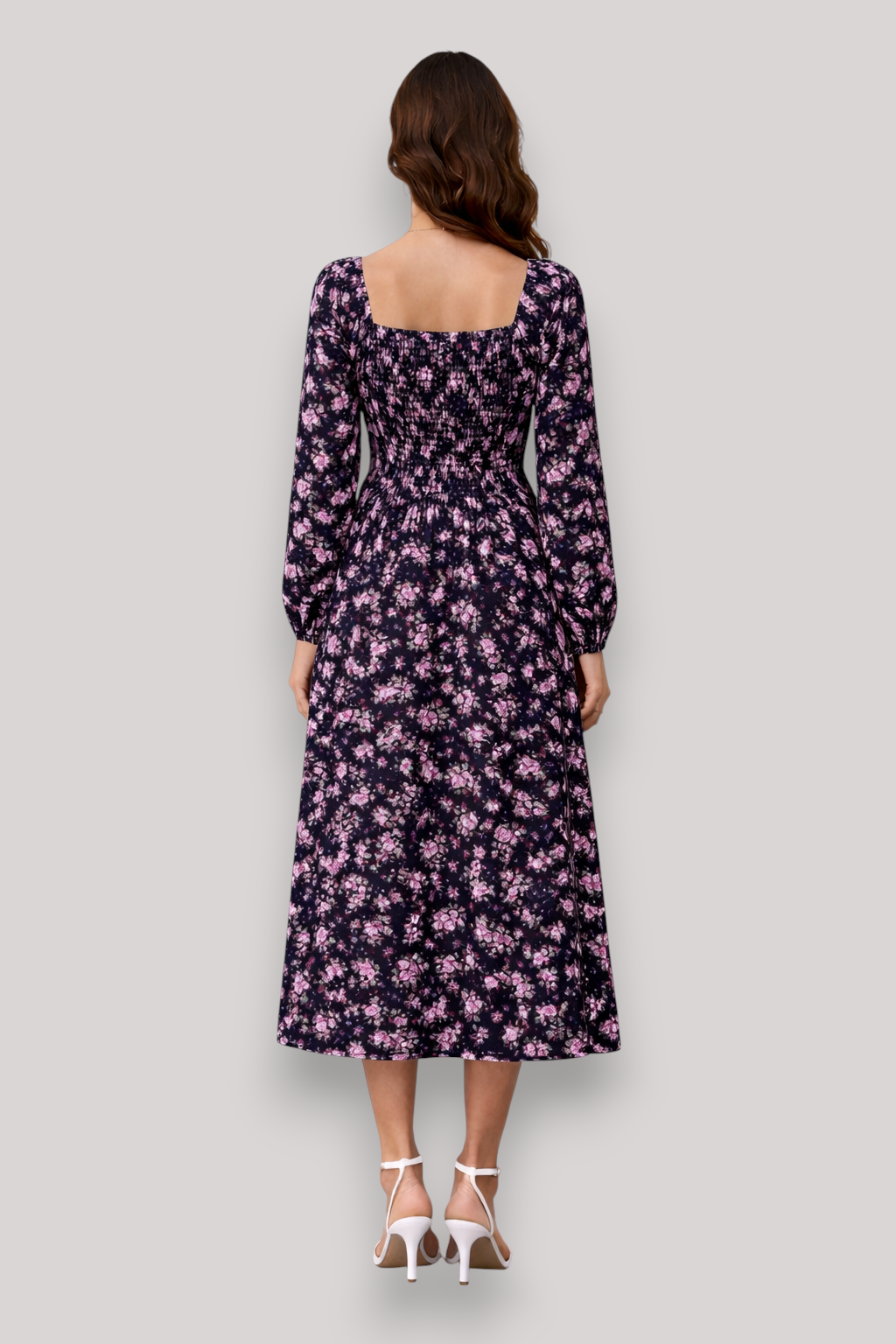 The Bethany Women's Floral Long Sleeve Midi Dress