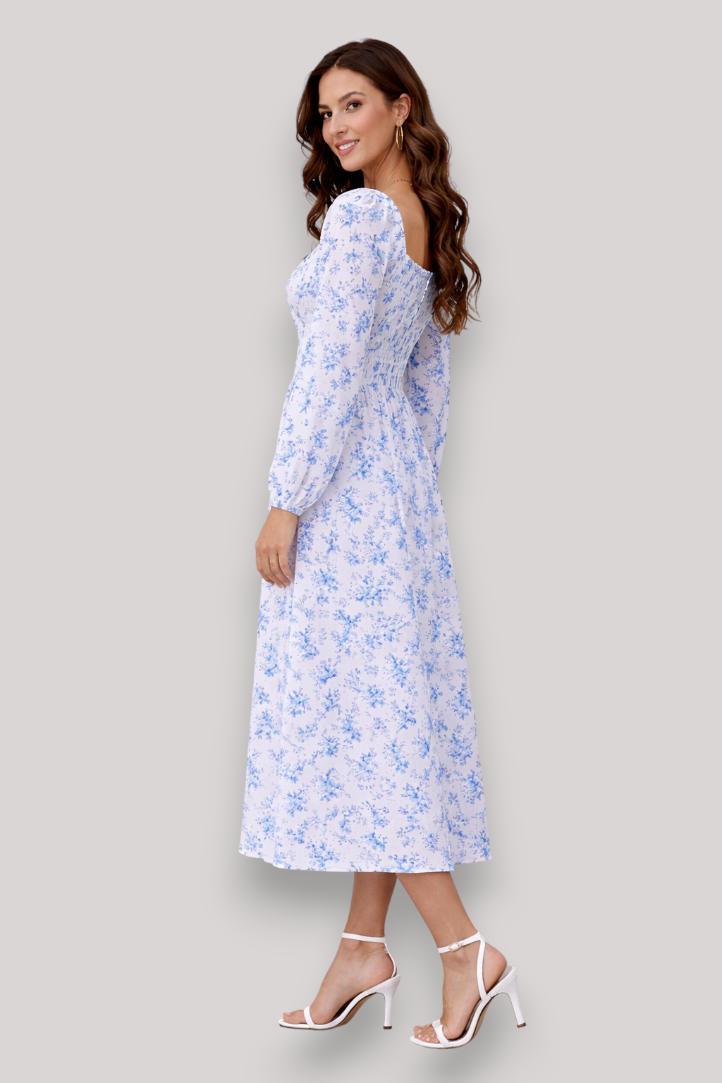 The Bethany Women's Floral Long Sleeve Midi Dress