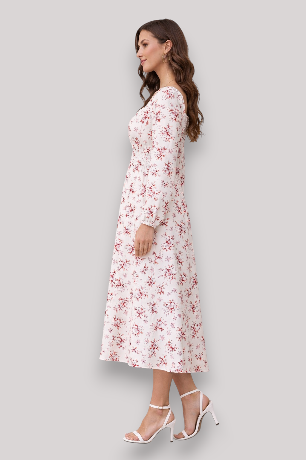 The Bethany Women's Floral Long Sleeve Midi Dress