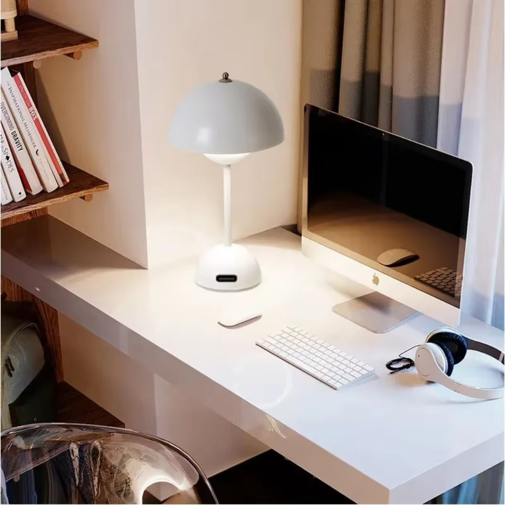 The Bloomora USB Rechargeable Mushroom Table Lamp