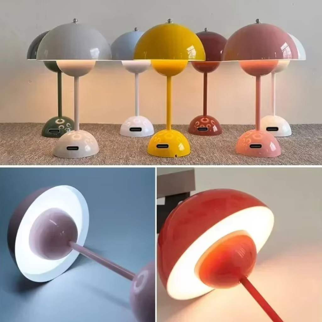The Bloomora USB Rechargeable Mushroom Table Lamp