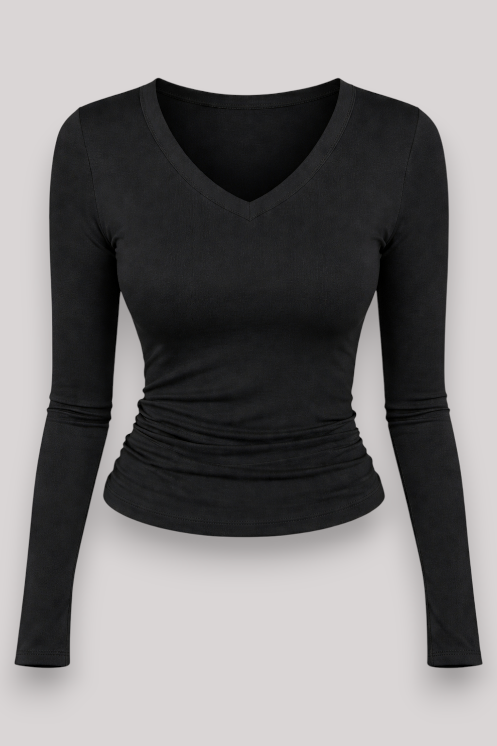 The Blythe V Neck Long Sleeve Base Blouse Slim Fit Everyday Top