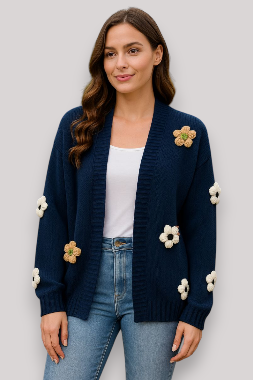 The Bramwell Floral Cardigan Thick Winter Long Sleeve Jumper