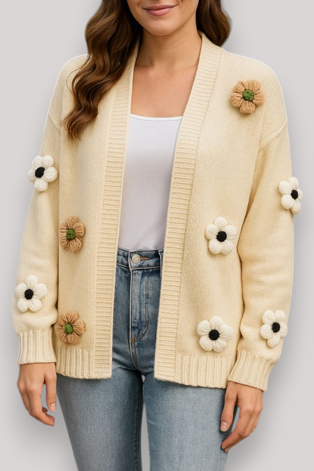 The Bramwell Floral Cardigan Thick Winter Long Sleeve Jumper