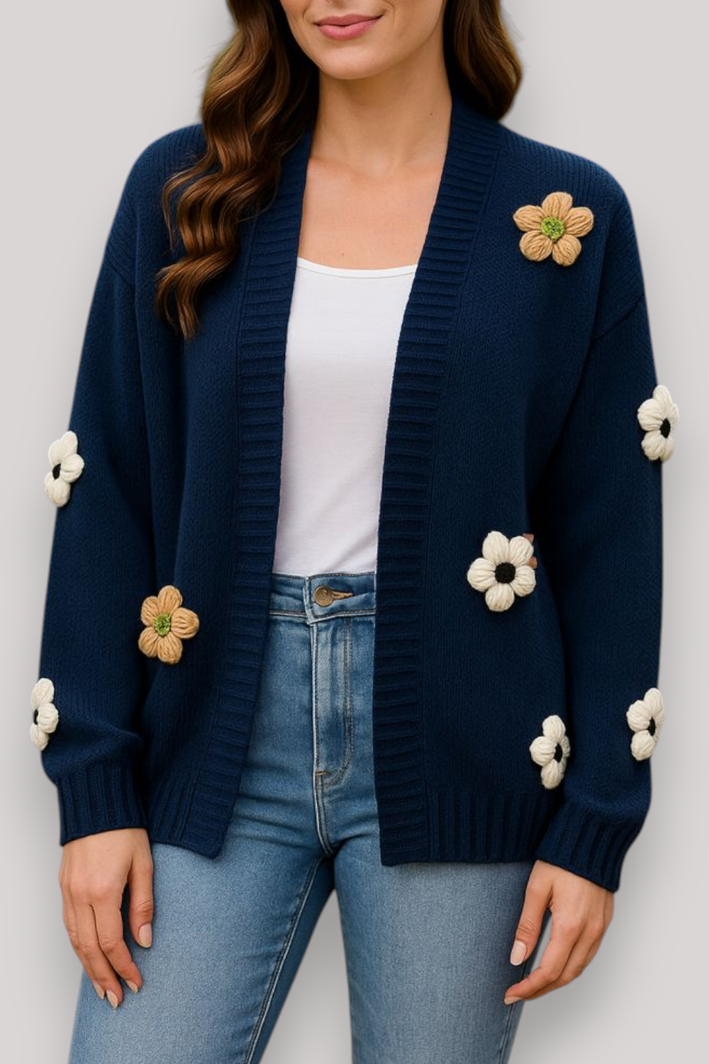 The Bramwell Floral Cardigan Thick Winter Long Sleeve Jumper
