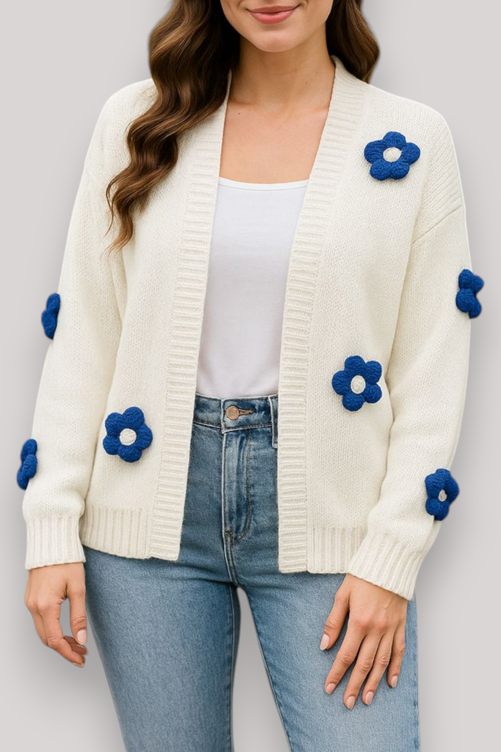 The Bramwell Floral Cardigan Thick Winter Long Sleeve Jumper