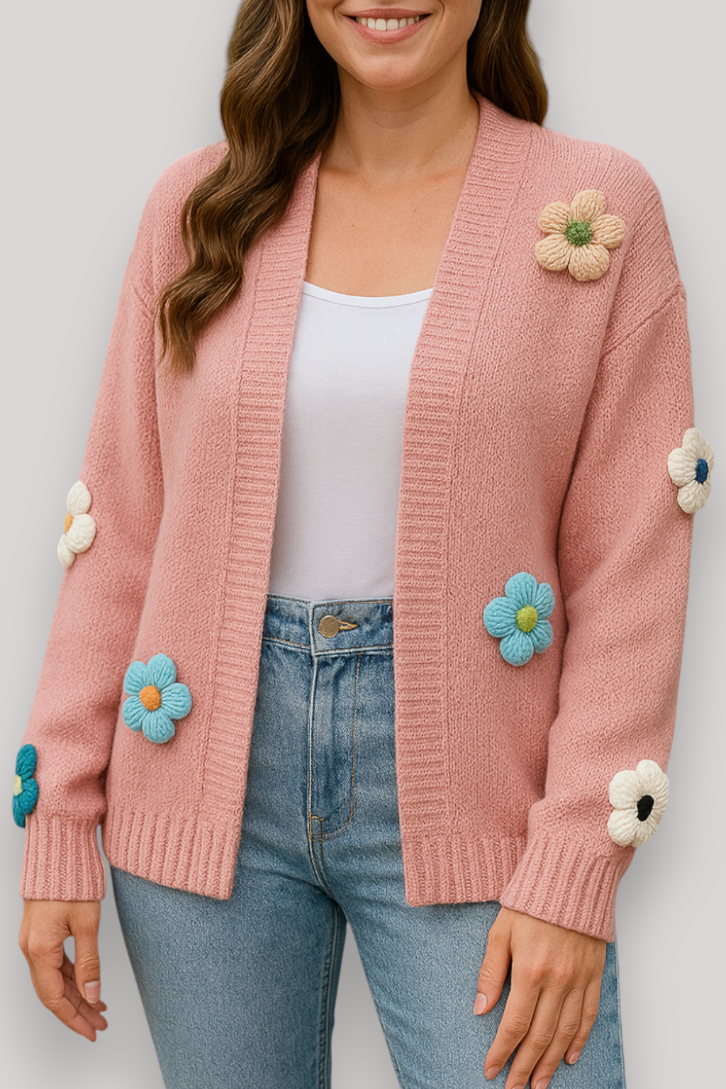 The Bramwell Floral Cardigan Thick Winter Long Sleeve Jumper