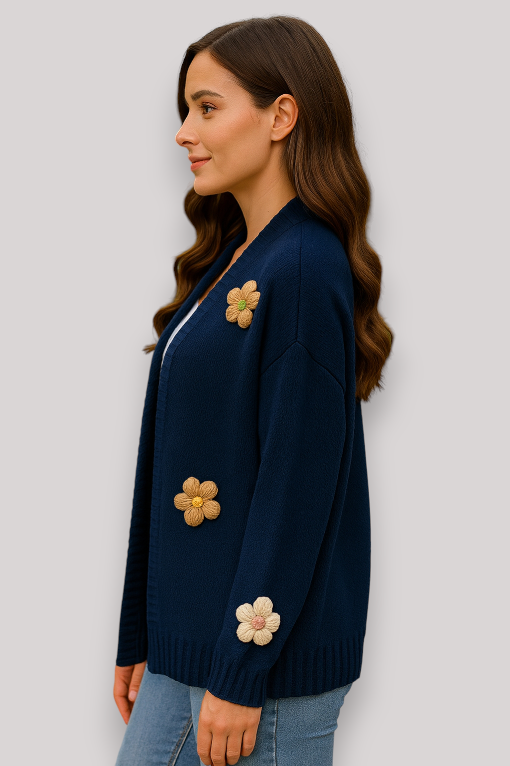 The Bramwell Floral Cardigan Thick Winter Long Sleeve Jumper