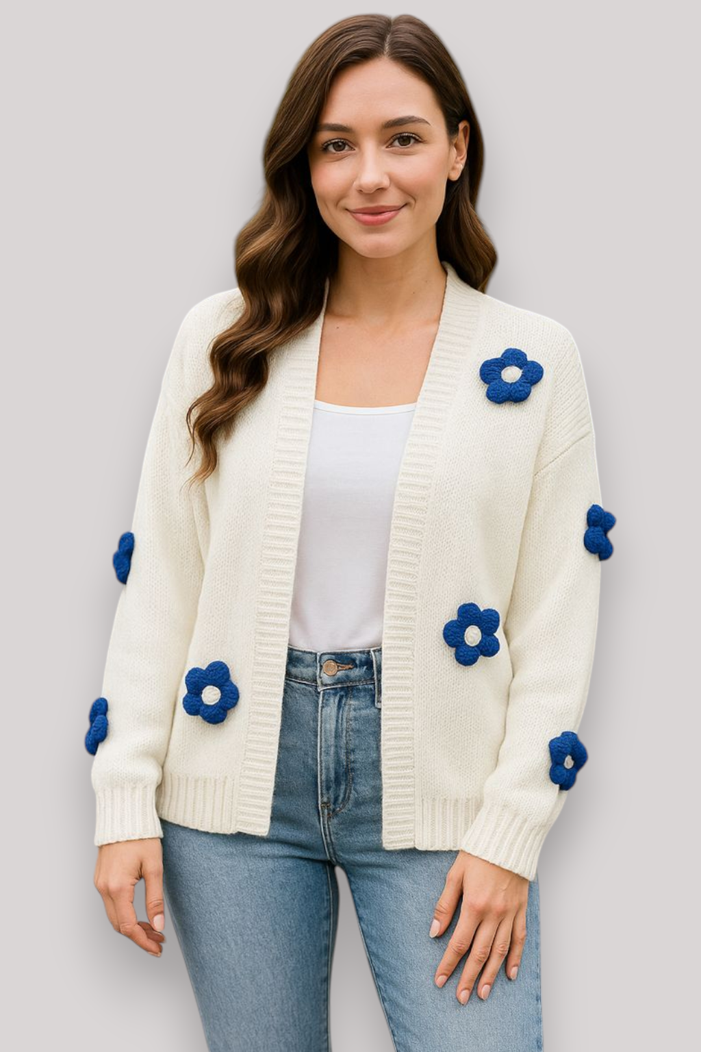 The Bramwell Floral Cardigan Thick Winter Long Sleeve Jumper