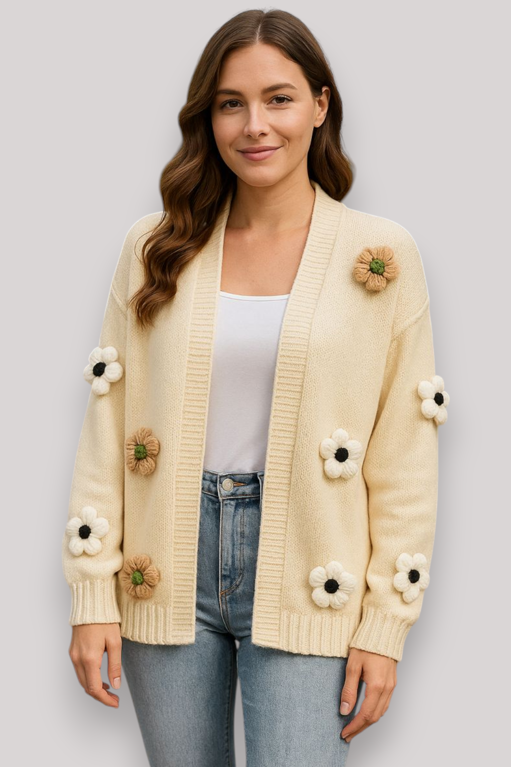 The Bramwell Floral Cardigan Thick Winter Long Sleeve Jumper