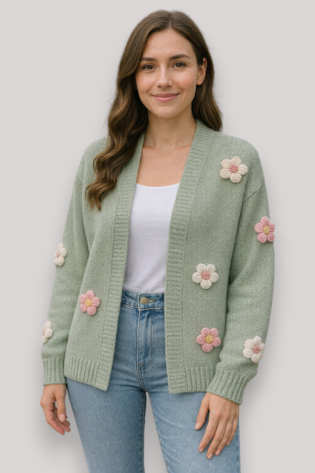 The Bramwell Floral Cardigan Thick Winter Long Sleeve Jumper