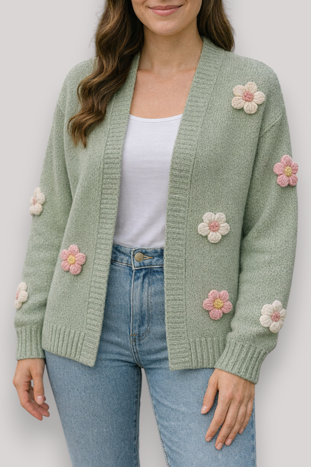 The Bramwell Floral Cardigan Thick Winter Long Sleeve Jumper
