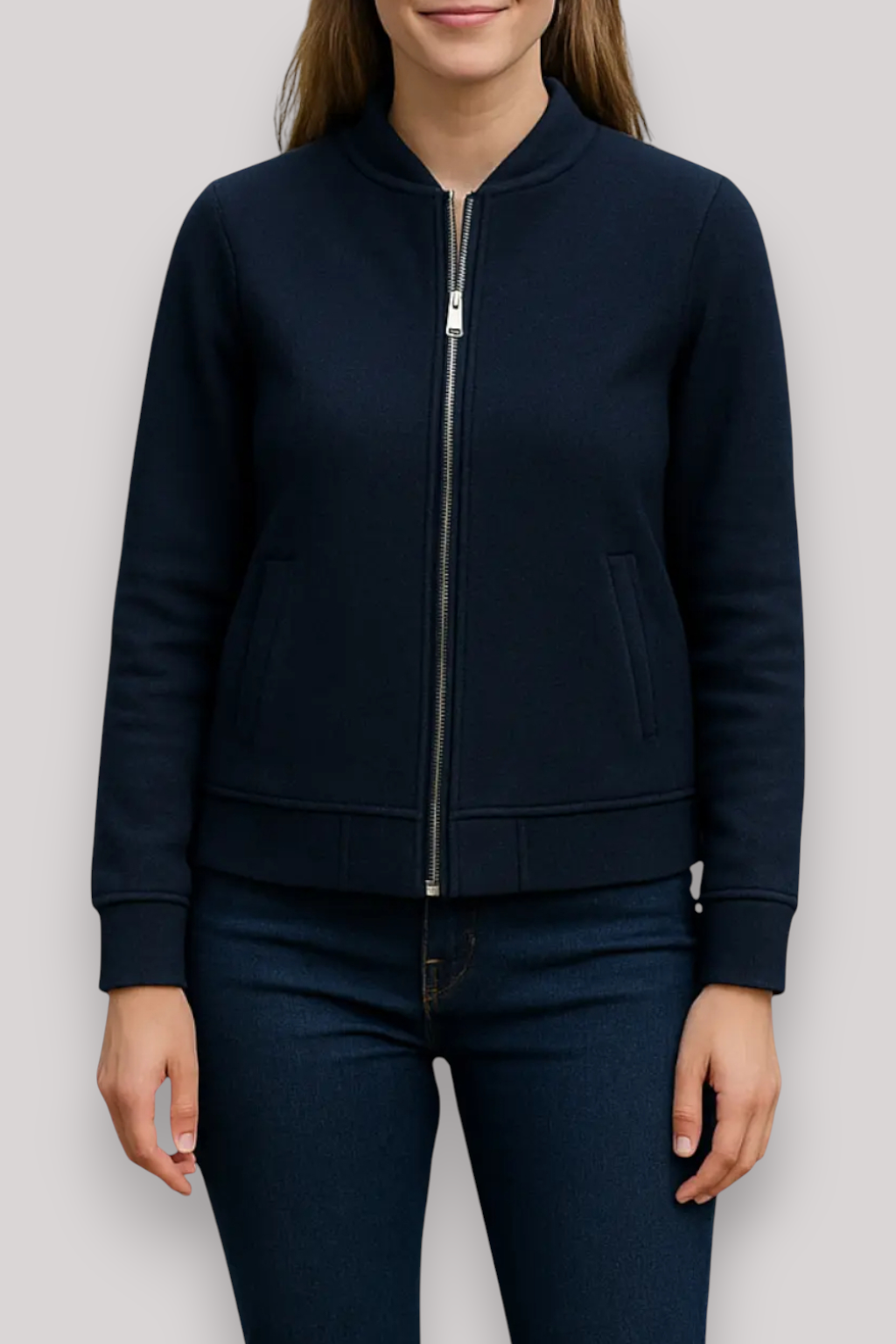 The Briony Zip Up Winter Jacket Warm Collar Knit Casual Outerwear