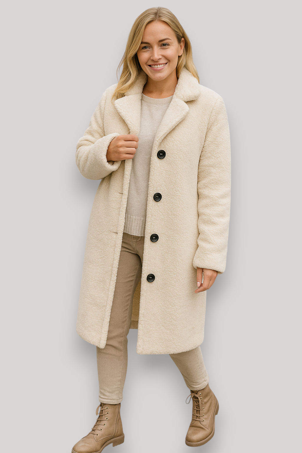 The Brixton Long Teddy Coat Warm Winter Fluffy Jacket