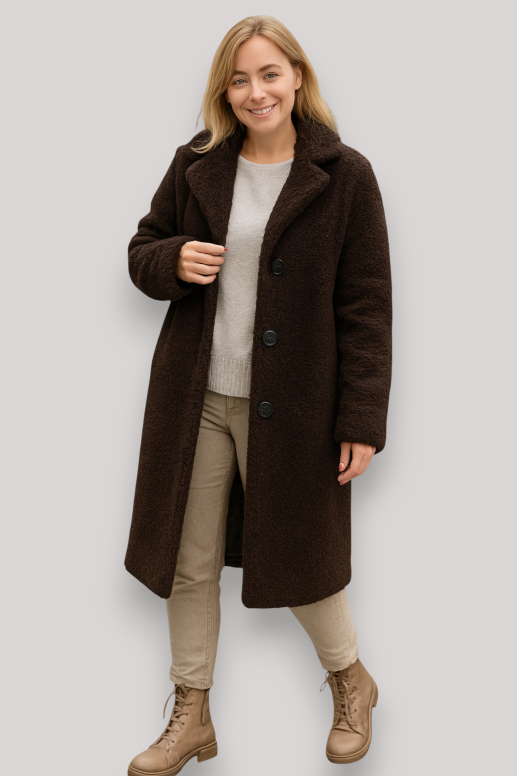 The Brixton Long Teddy Coat Warm Winter Fluffy Jacket