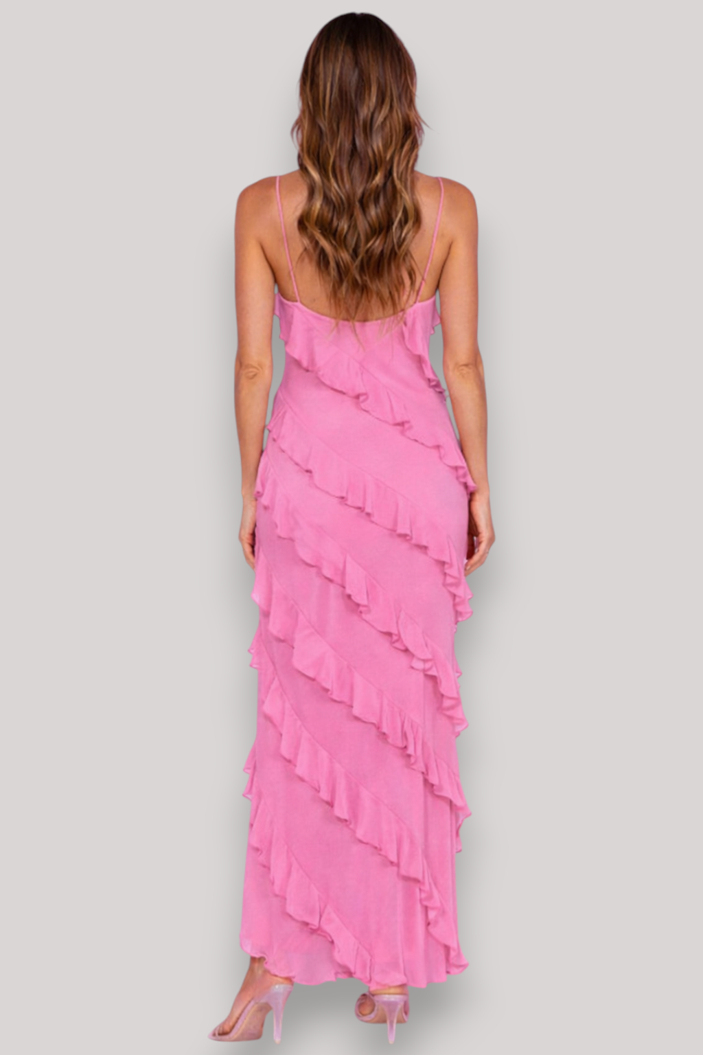 The Rosalie Halter Neck Maxi Dress V Neck Ruffle Backless Sleeveless Slit Summer Style