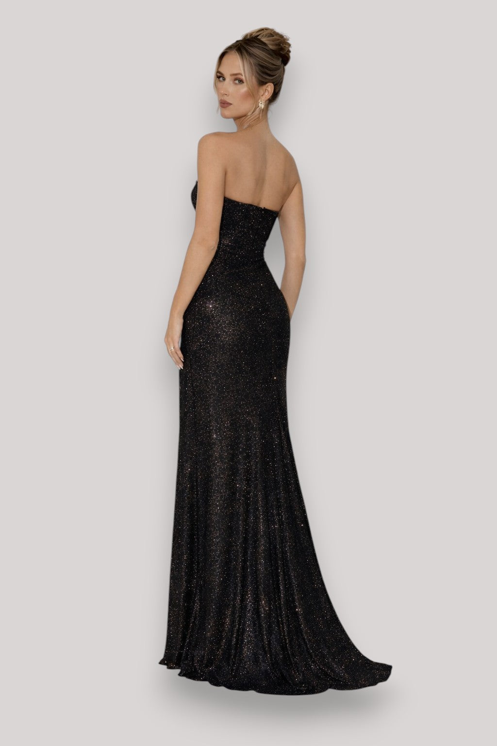 The Cassiane Women's Glitter Midi Dress Elegant Strapless Party Bodycon