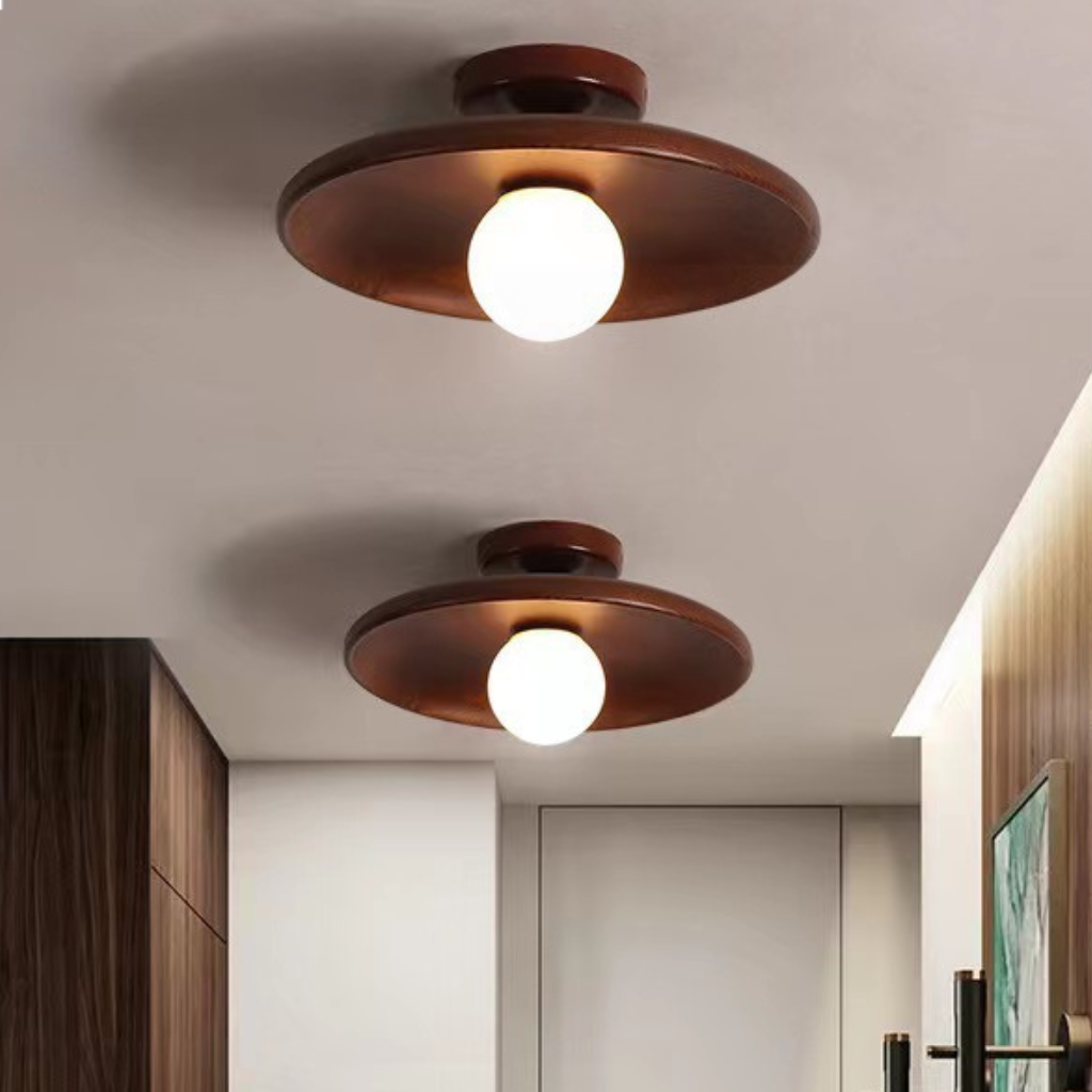 The Cedrion Modern Walnut Wood Ceiling Light