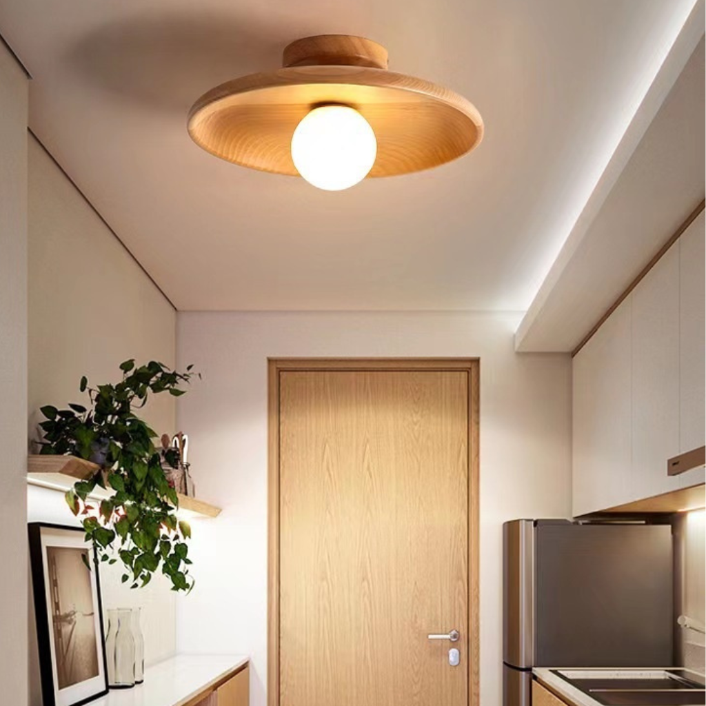 The Cedrion Modern Walnut Wood Ceiling Light