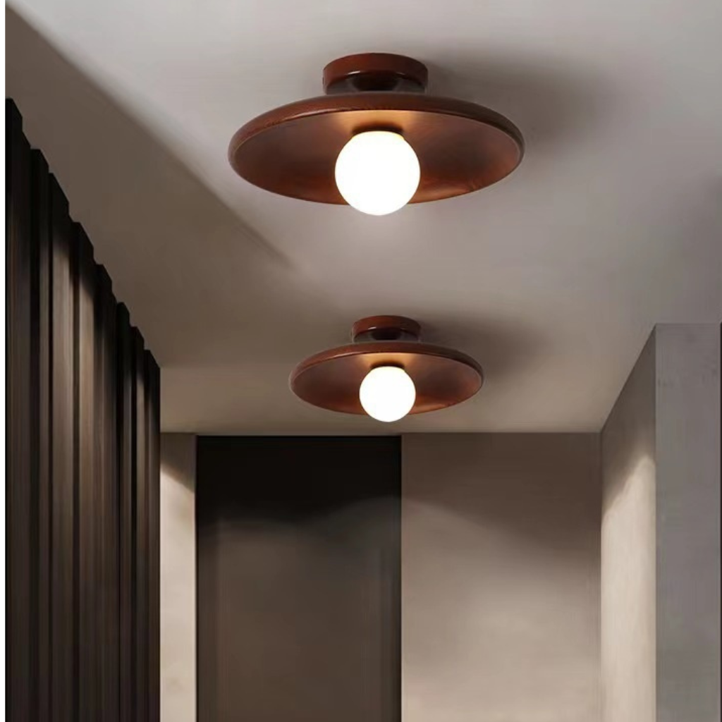 The Cedrion Modern Walnut Wood Ceiling Light