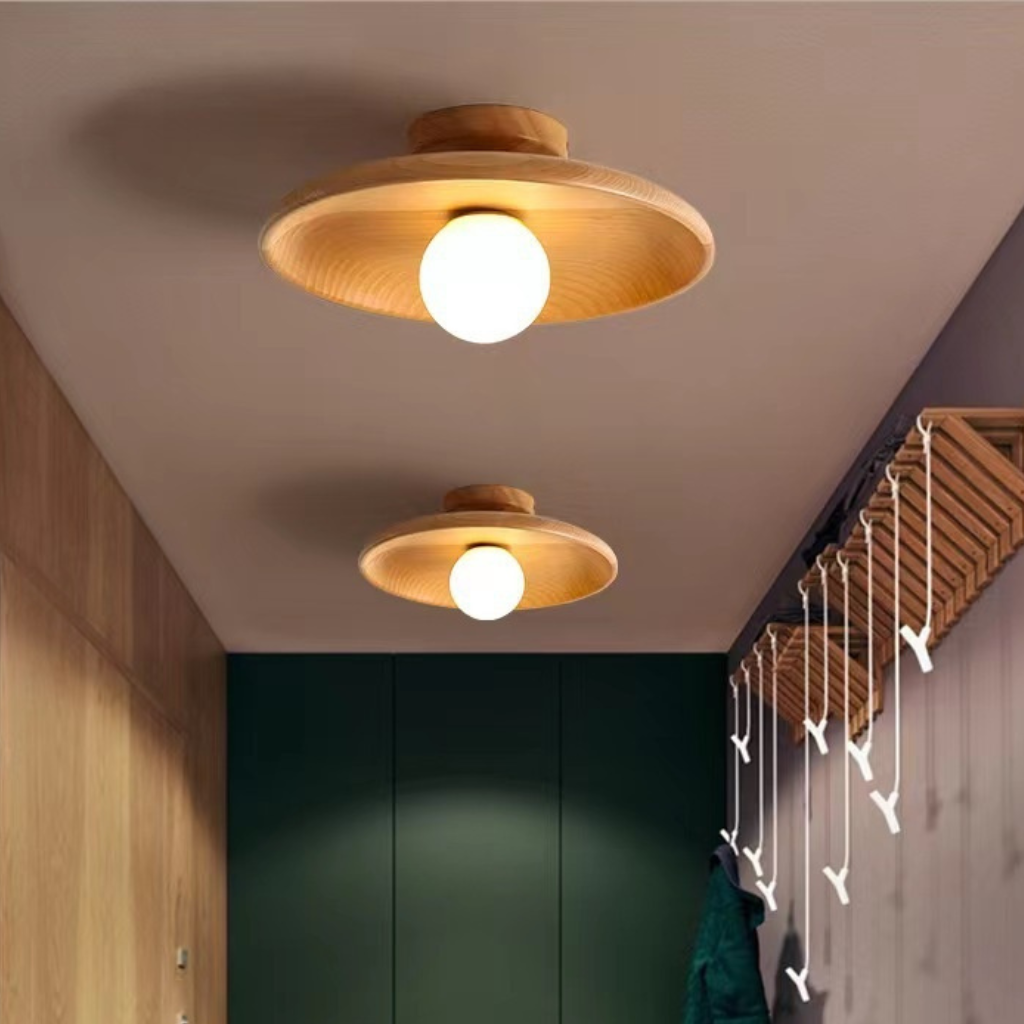 The Cedrion Modern Walnut Wood Ceiling Light