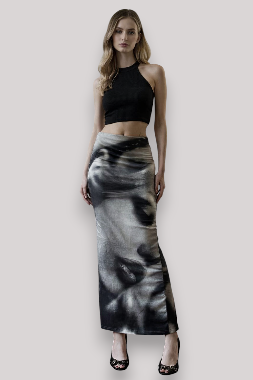 The Natasha Abstract Low Waist Maxi Skirt