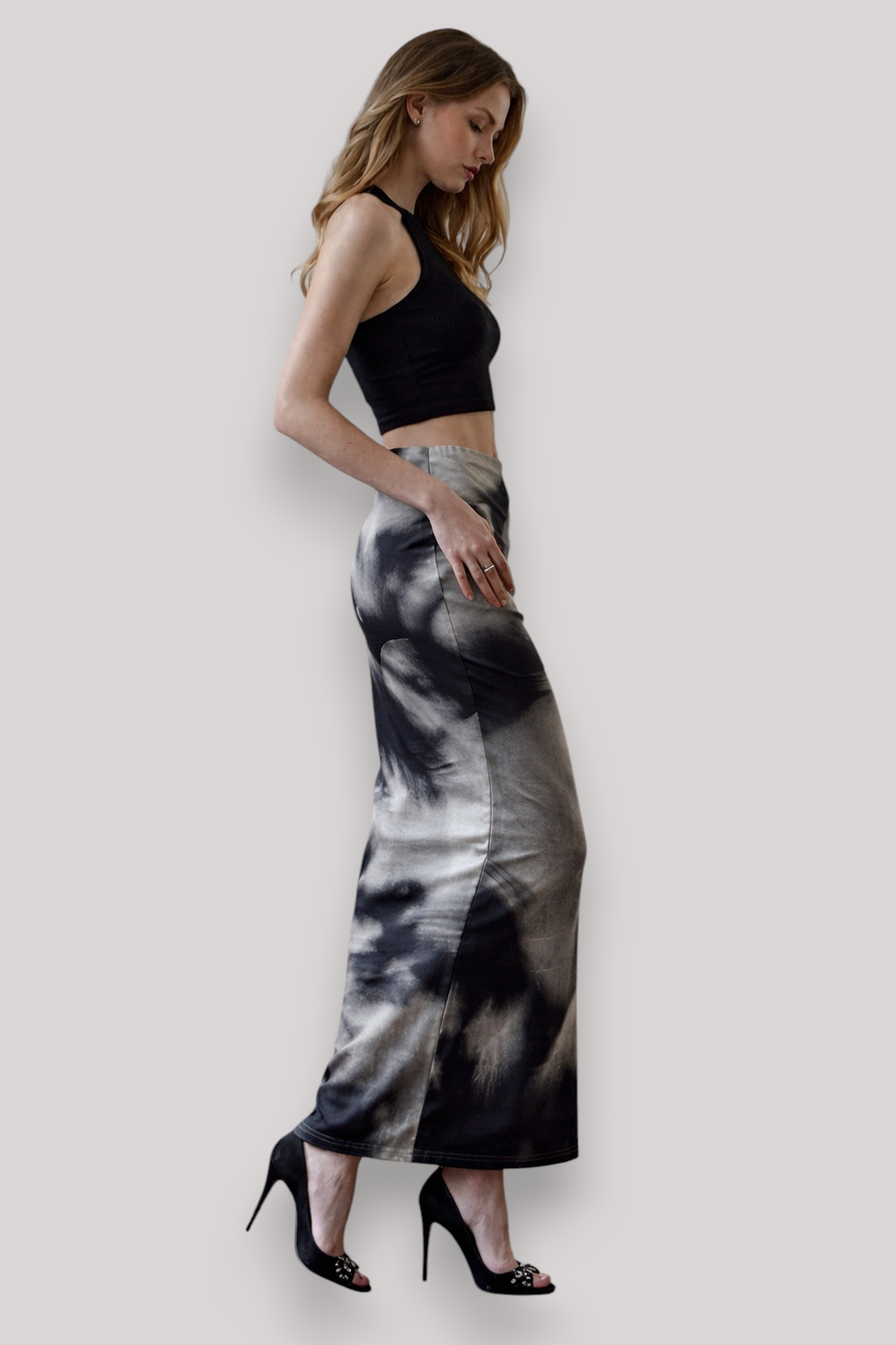 The Natasha Abstract Low Waist Maxi Skirt