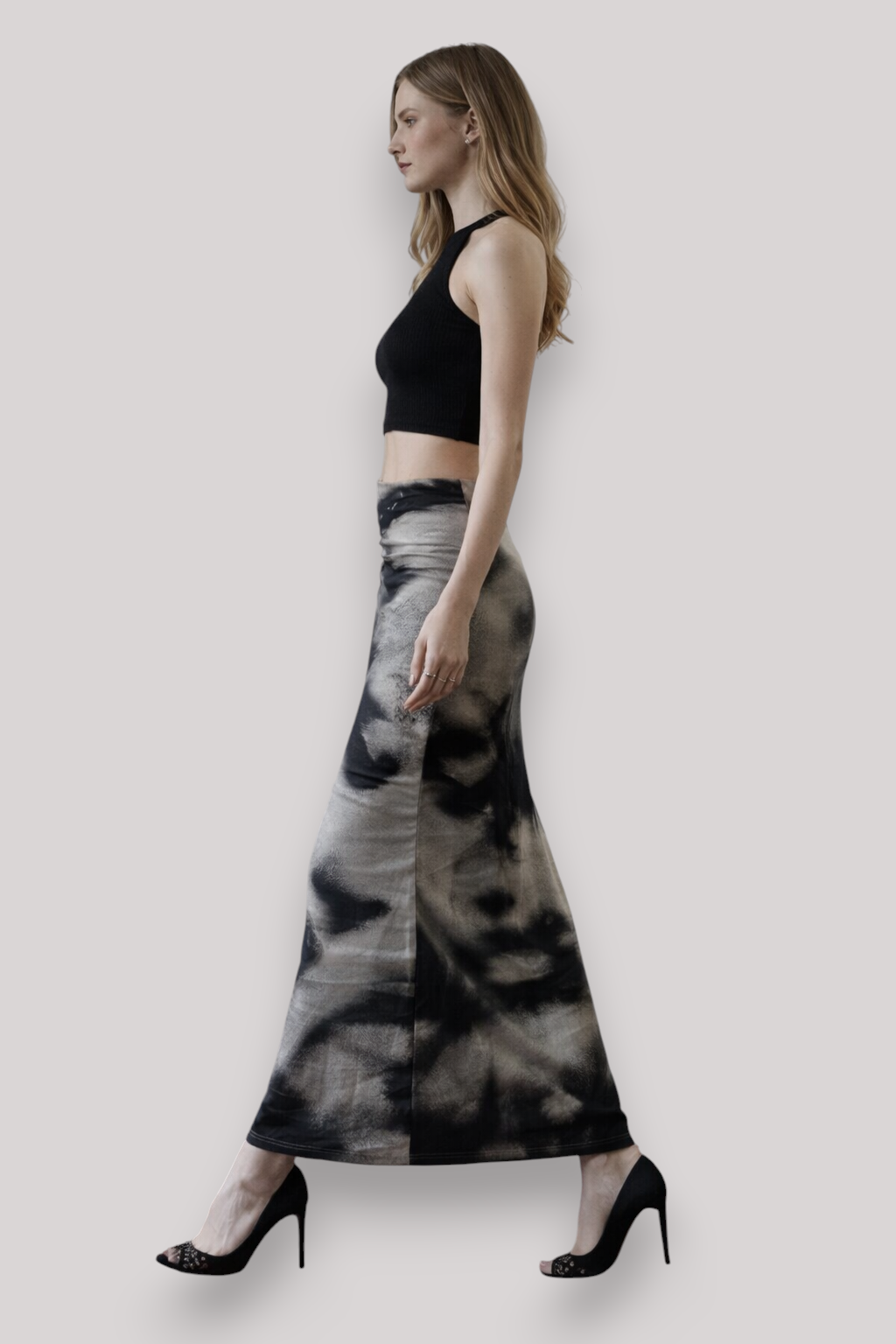 The Natasha Abstract Low Waist Maxi Skirt