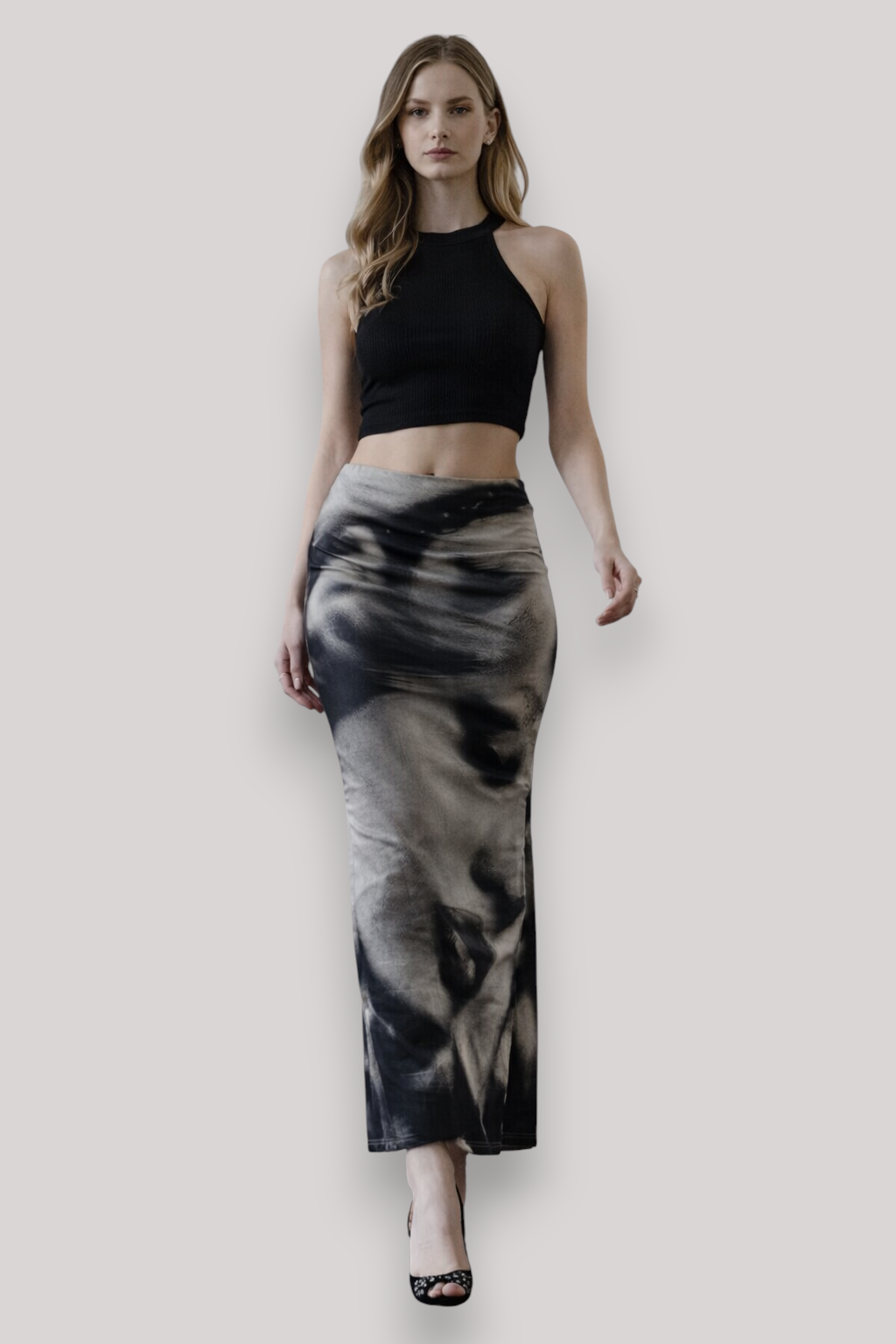 The Natasha Abstract Low Waist Maxi Skirt