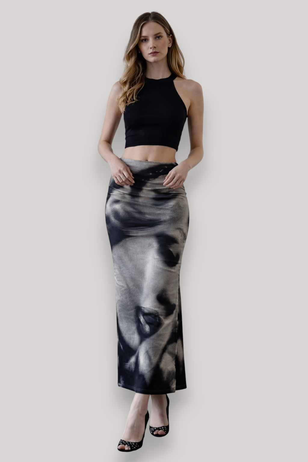 The Natasha Abstract Low Waist Maxi Skirt