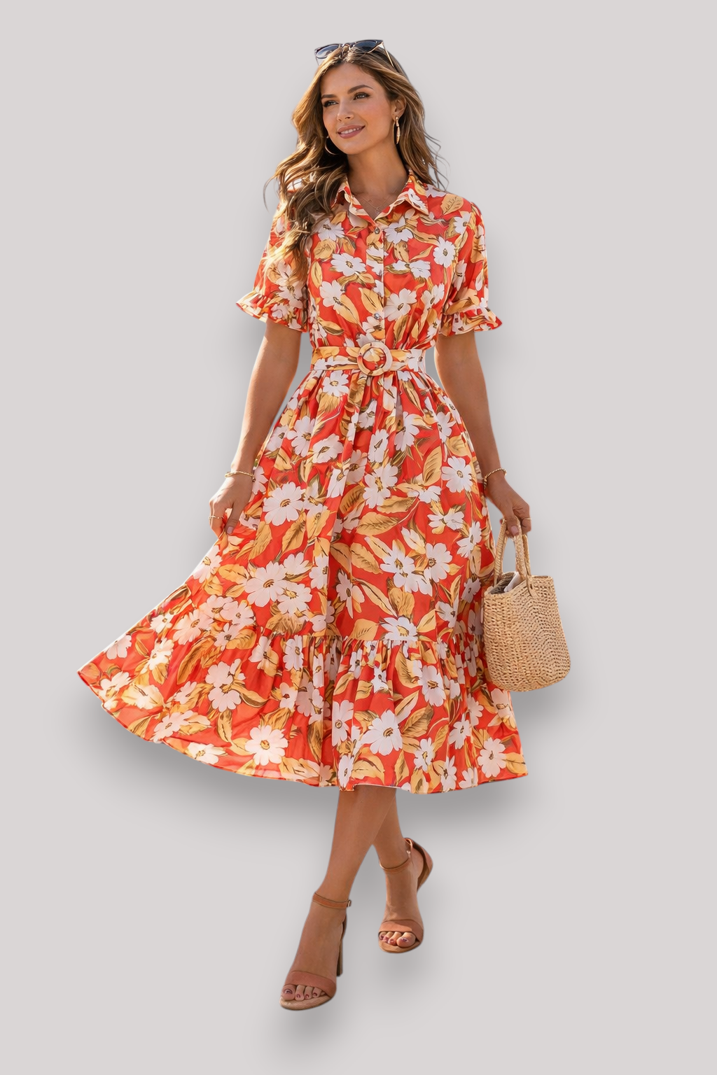 The Isabelle Women's Print Belted Maxi Dress