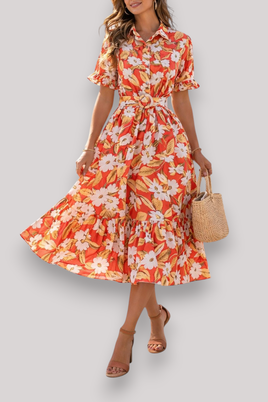 The Isabelle Women's Print Belted Maxi Dress