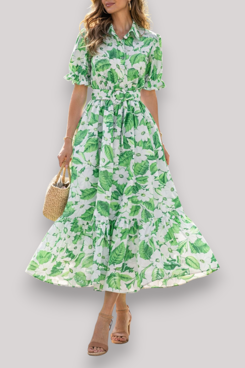 The Isabelle Women's Print Belted Maxi Dress