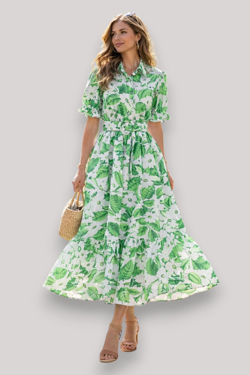 The Isabelle Women's Print Belted Maxi Dress