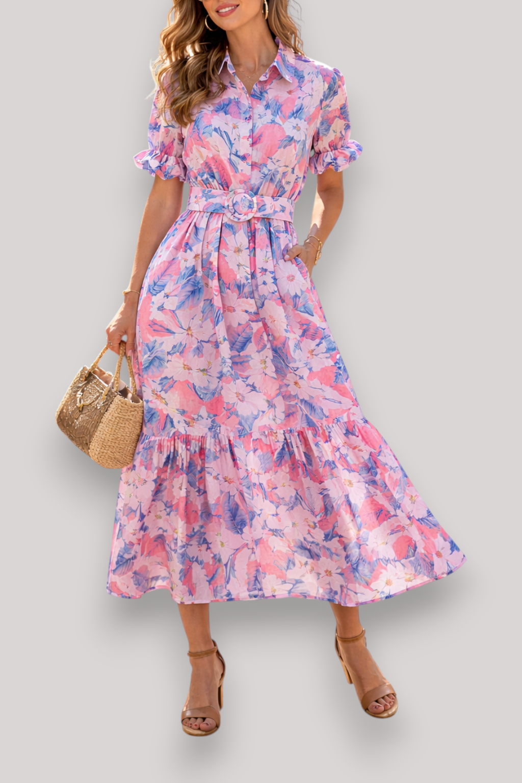 The Isabelle Women's Print Belted Maxi Dress
