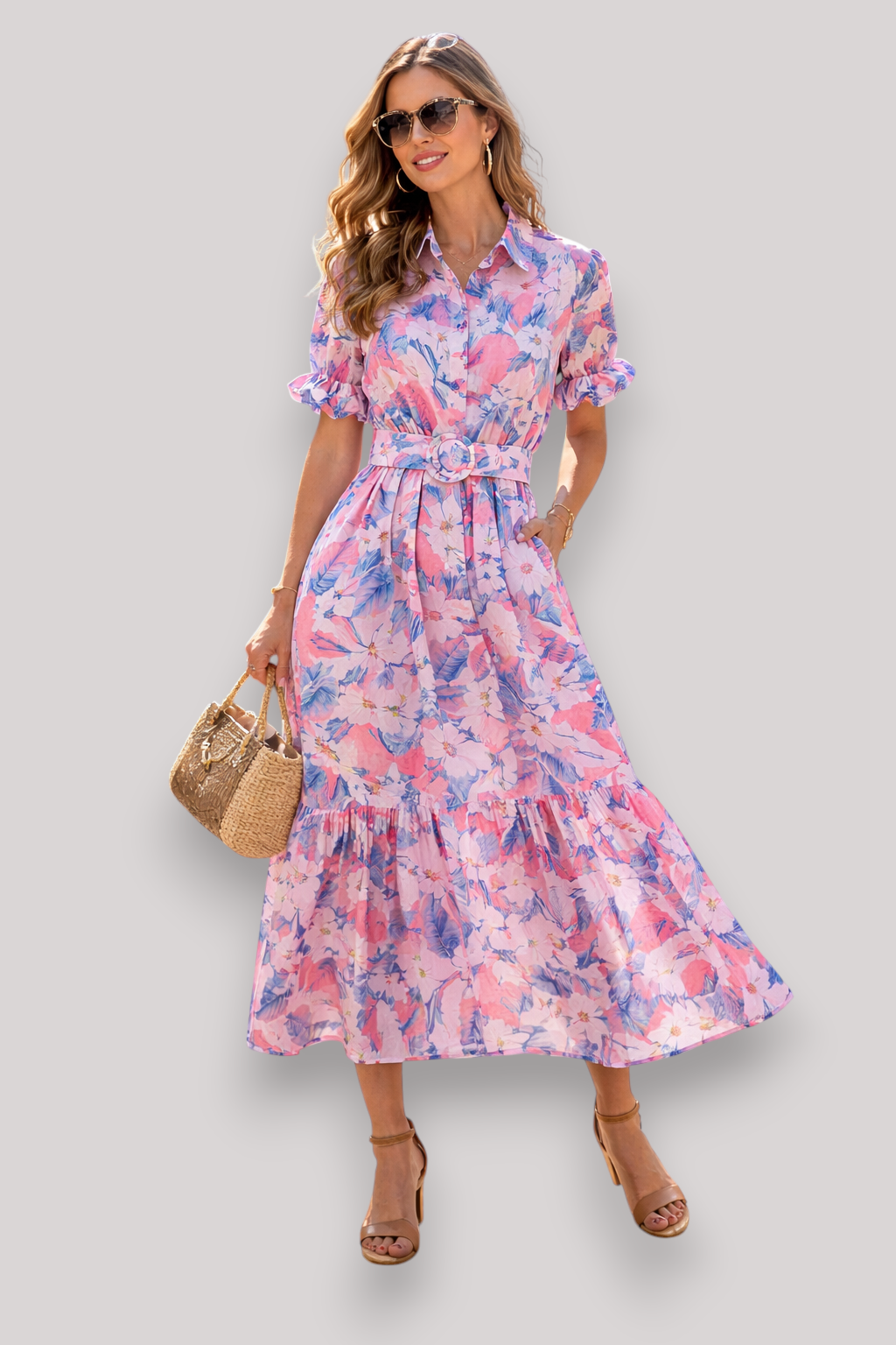 The Isabelle Women's Print Belted Maxi Dress