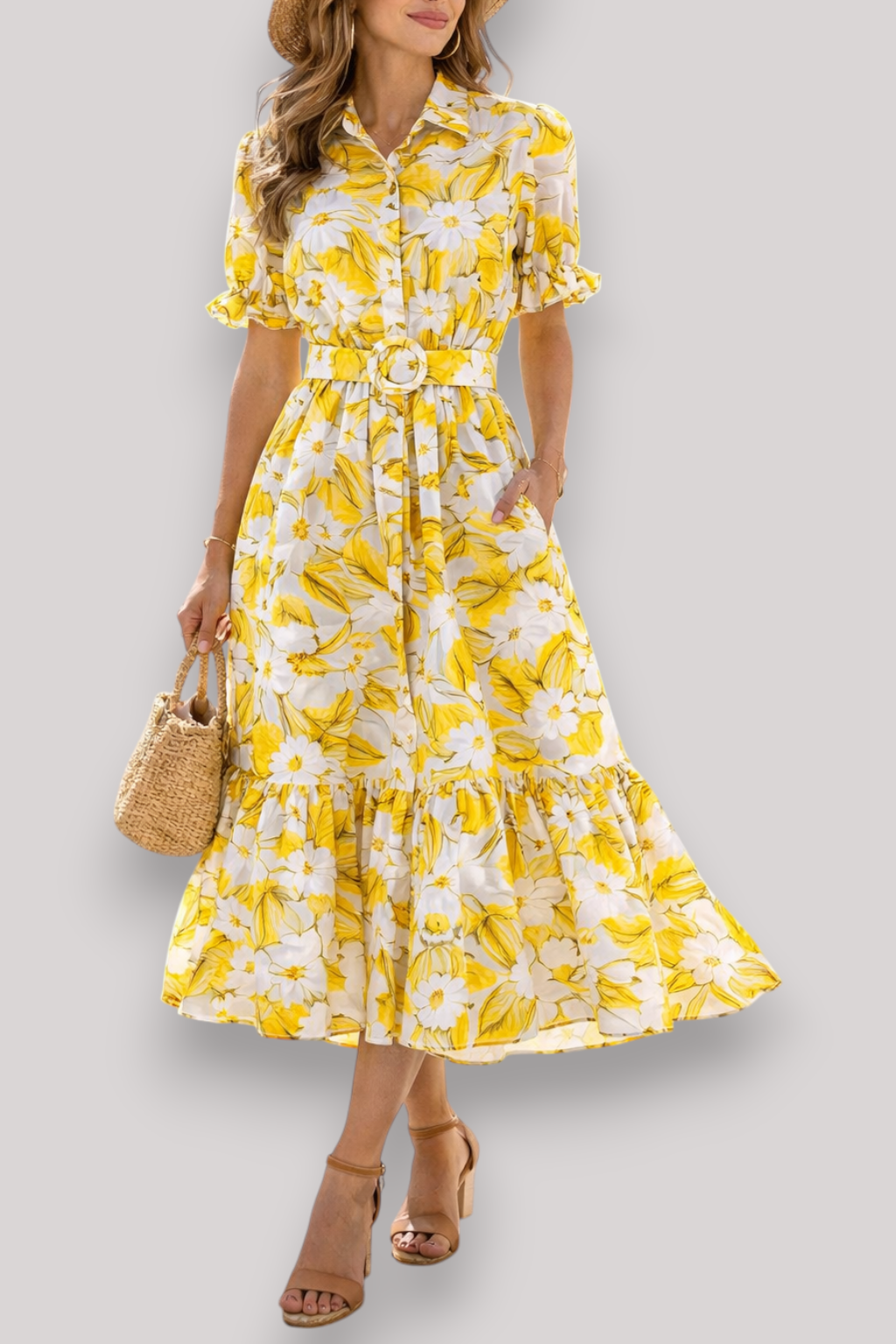 The Isabelle Women's Print Belted Maxi Dress