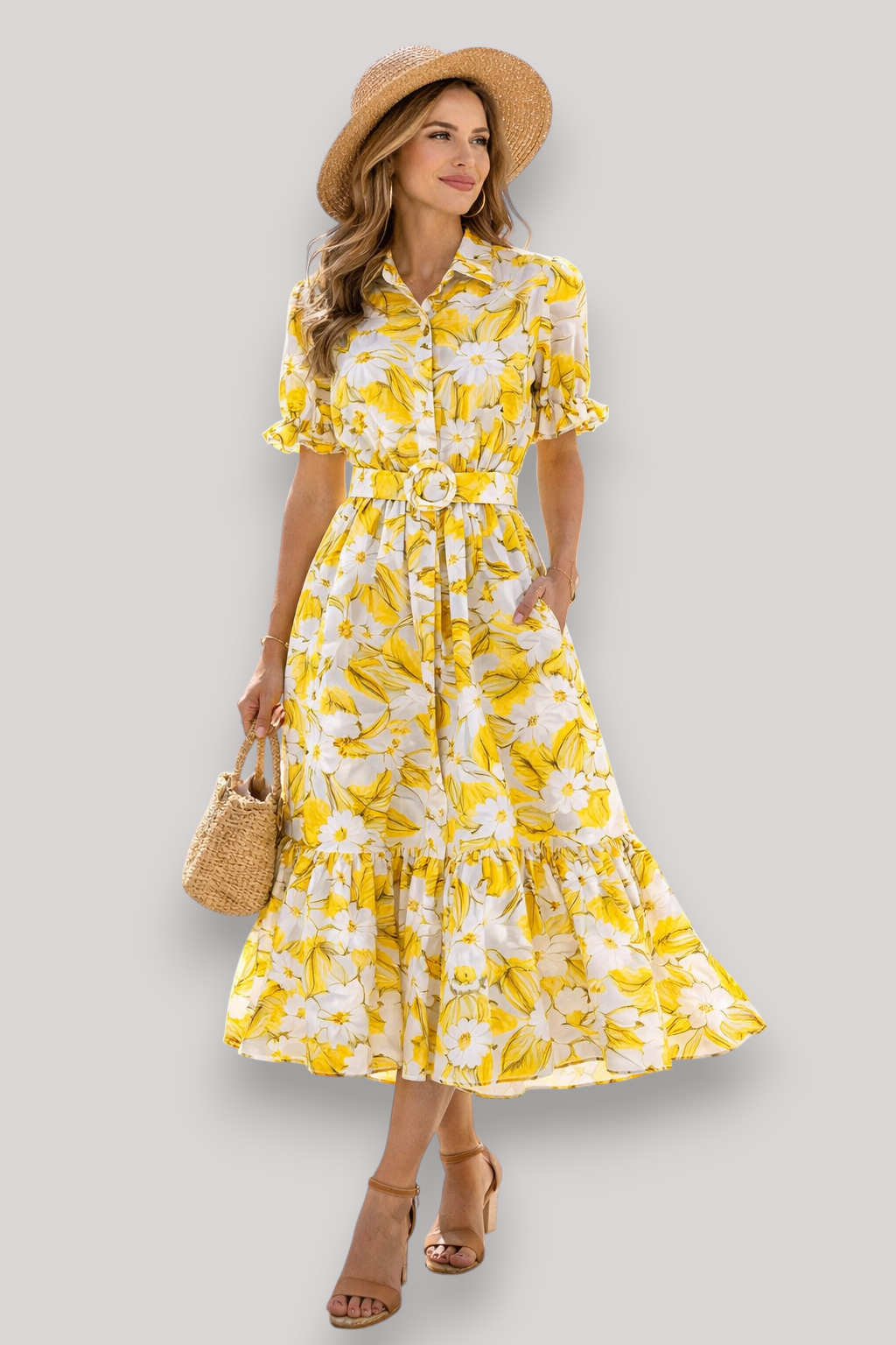 The Isabelle Women's Print Belted Maxi Dress