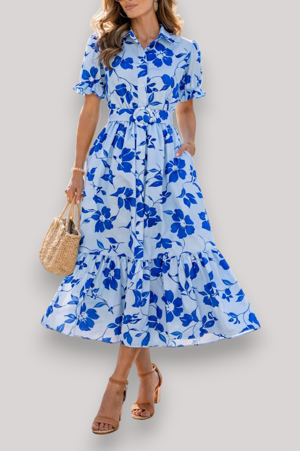 The Isabelle Women's Print Belted Maxi Dress